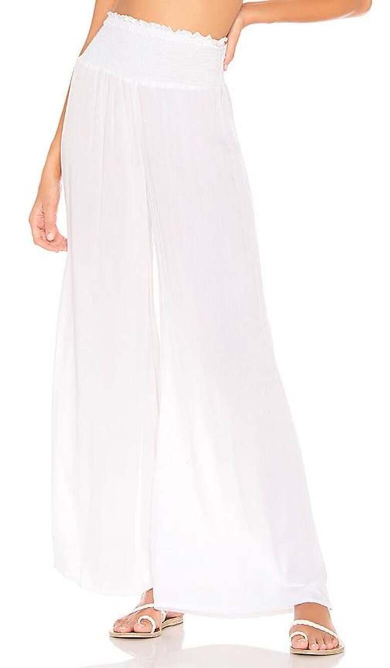 Tularosa Pheby Pant White Rayon Smocked Wide Leg Pants